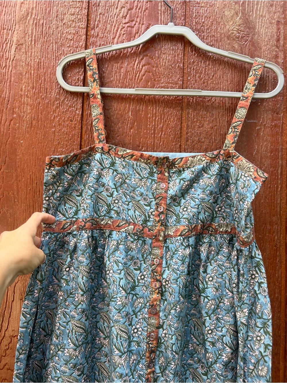 NATURAL LIFE Blue Floral Maxi Dress with Rust Trim - Picture 6 of 6